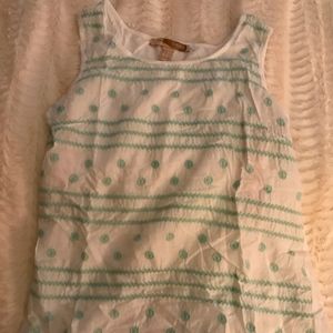 White and Mint Embroidered Top